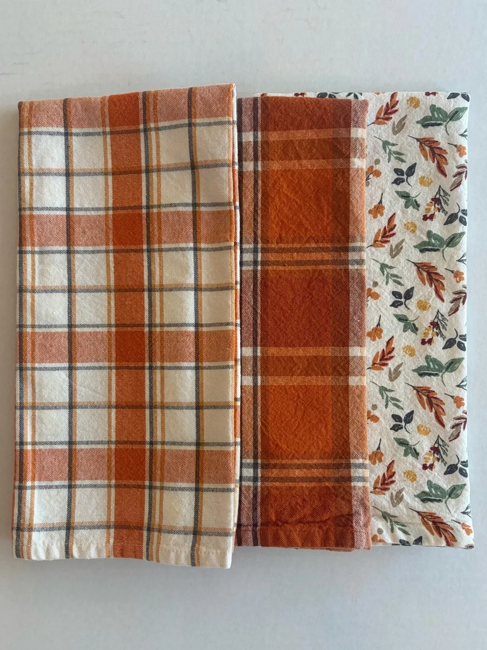 Cotton Tea Towels In Autumn Colors - Set of 3! 100% Cotton. By Design Imports.